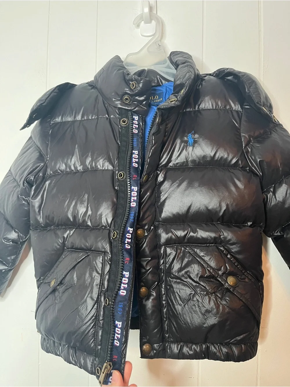 Polo Ralph Lauren Kids Black Down Puffer Jacket with Hood Boys 5 Winter